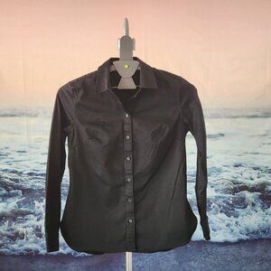 Size 2 Ladies Dress Shirt, Black | Banana Republic